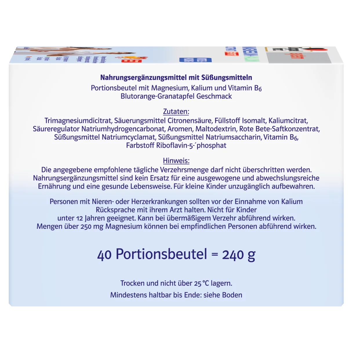 Abbildung der Produktverpackung Doppelherz system MAGNESIUM + KALIUM CITRAT Seitenansicht rechts